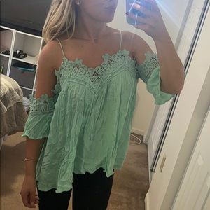 Crochet Lace off the shoulder top🦚